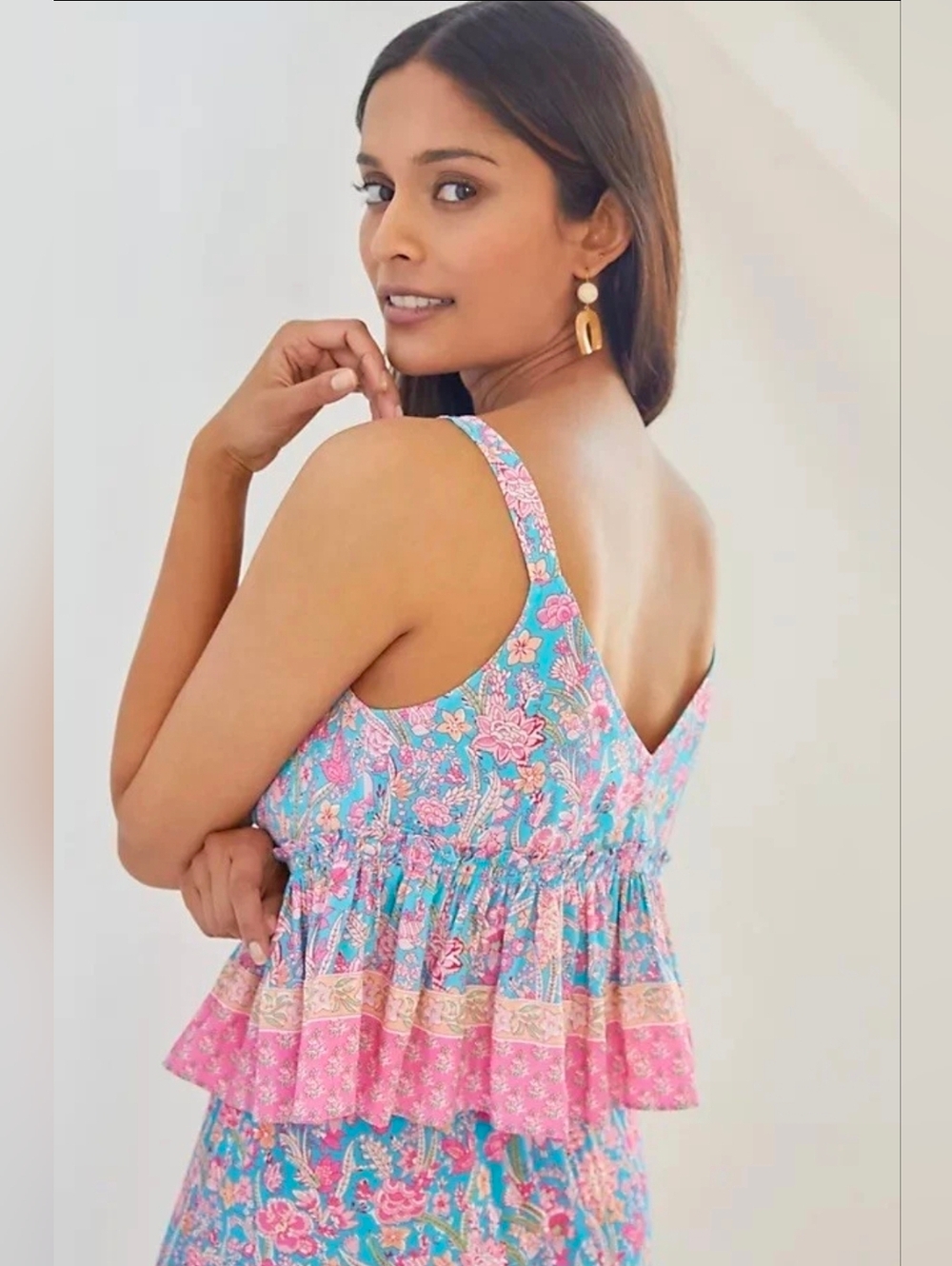 Plenty by Tracy Reese For Anthroplogie Pink Meadow Floral Peplum Camisole - Picture 8 of 8